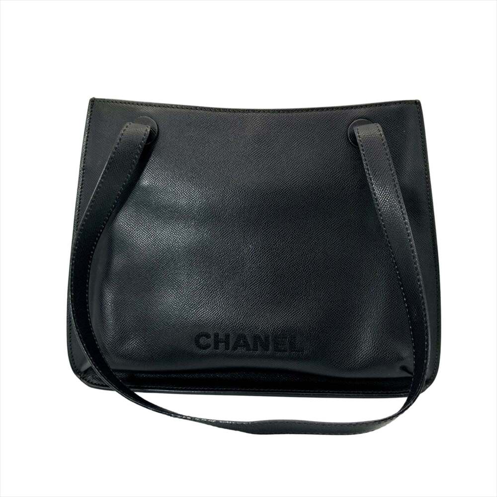 Chanel logo shoulder bag, caviar leather, black.